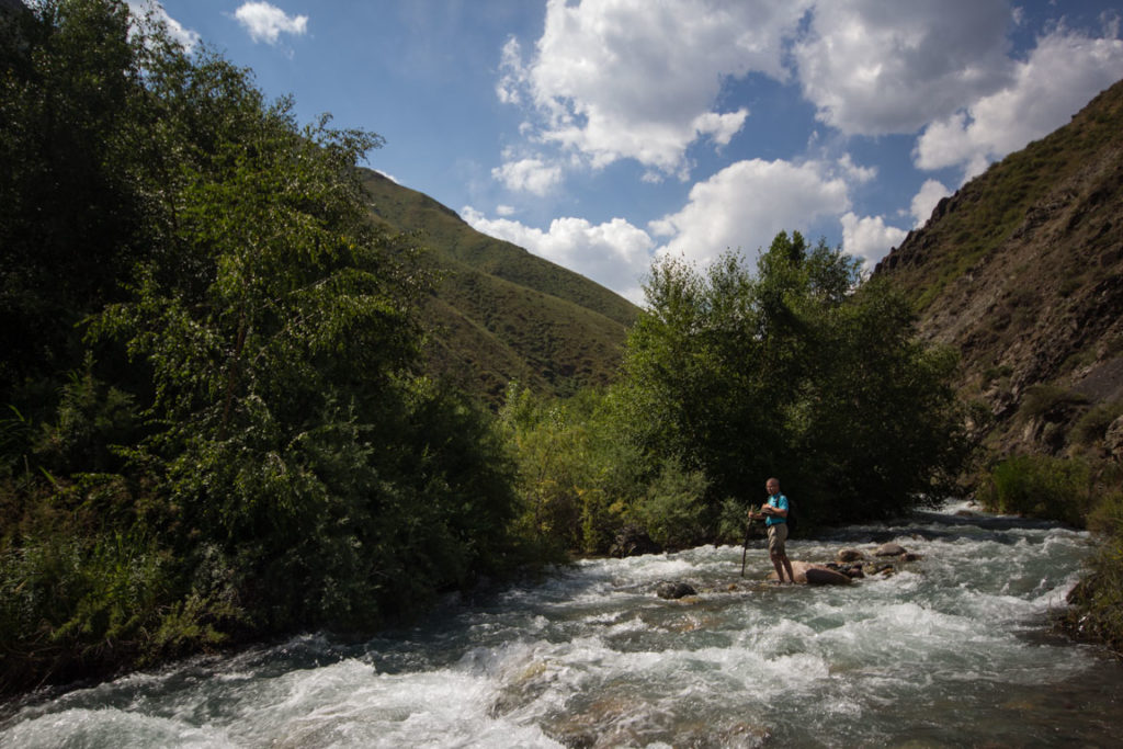 Crossing the Chon Kaindy River in Kyrgyzstan