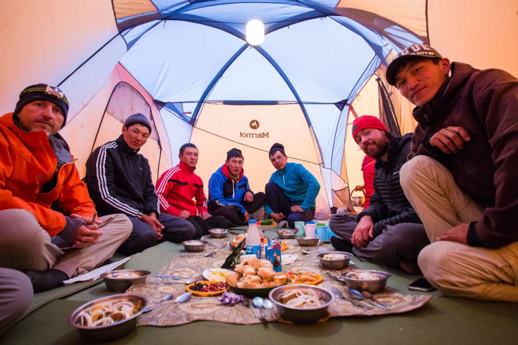 Final camp dinner on the Ak Suu Transverse Trail