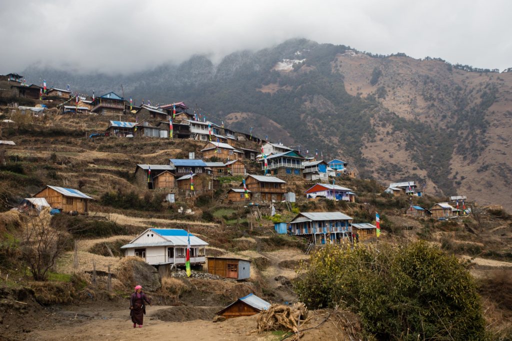 Leaving Thume Village in Tamang