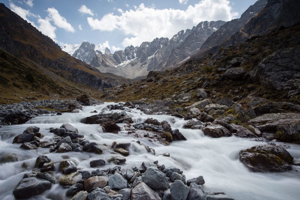 Long exposure of the Telety Creek in Issyk Kol