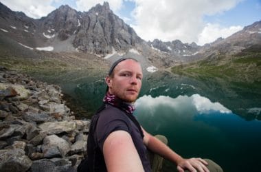 Selfies at the Boz Uchuk Lakes in Kyrgyzstan