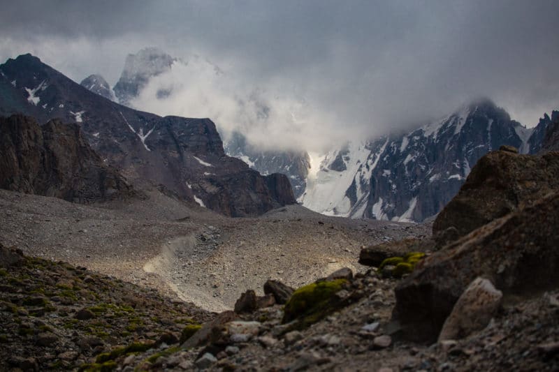 View from the foot of the Uchitel Glacier near Ratsek Hut