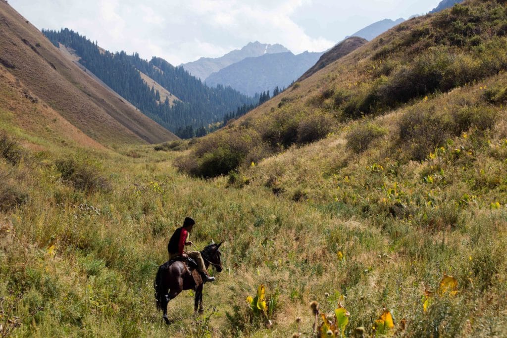 Beginning the climb to Ak Tash in Naryn