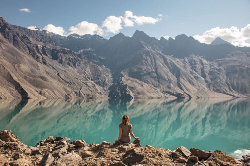 Tourist at Lake Sarez