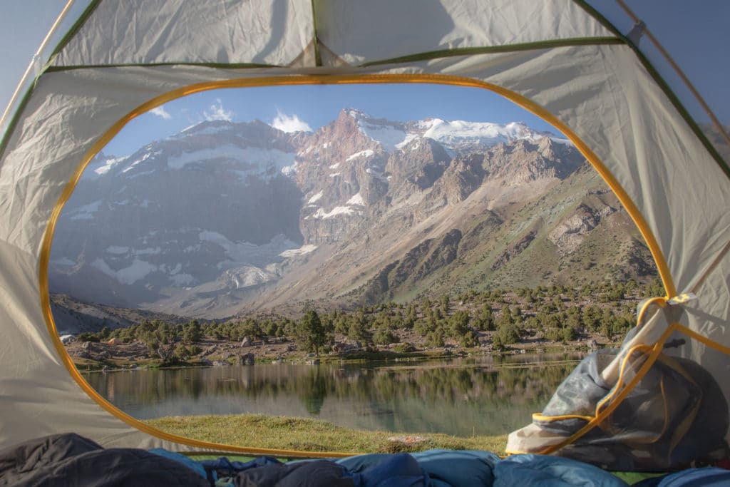 Mirali Wall viewed from tent at Kulisiyakh Lake (Kulikalon Bowl)