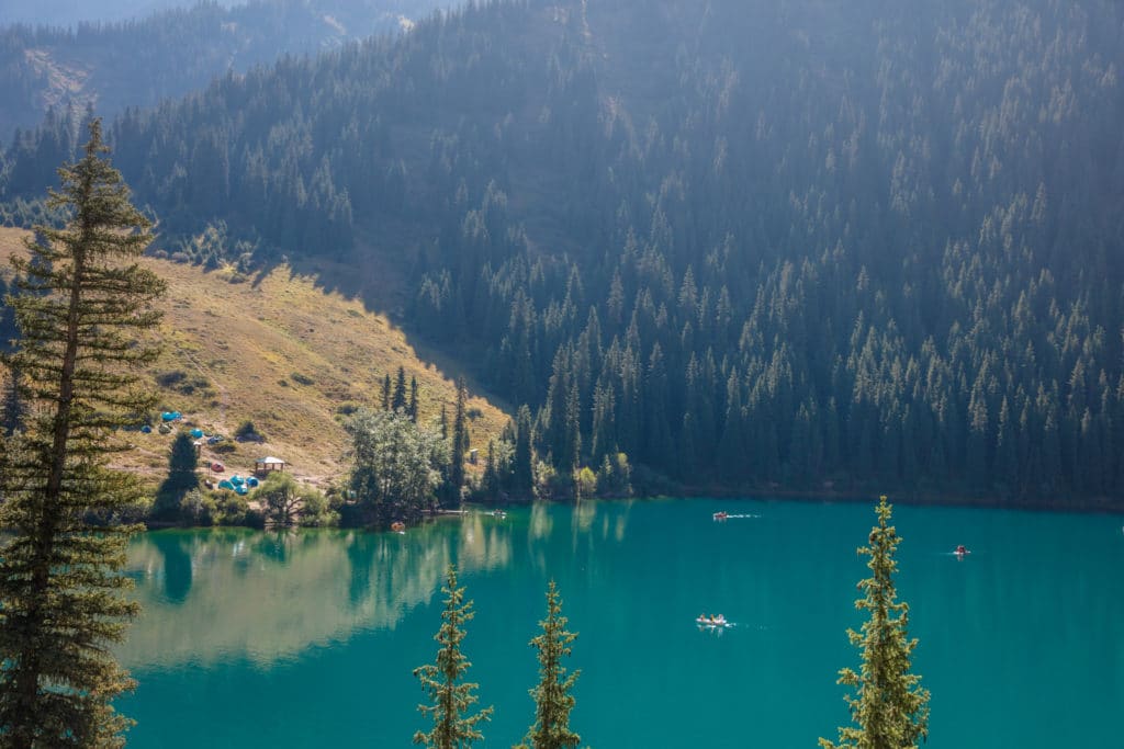 Recreational boating on Kolsay Lakes