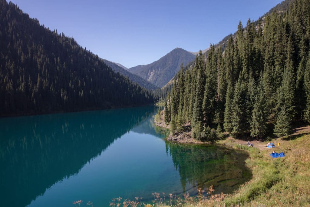 Tent Camping beside Kolsai Lakes