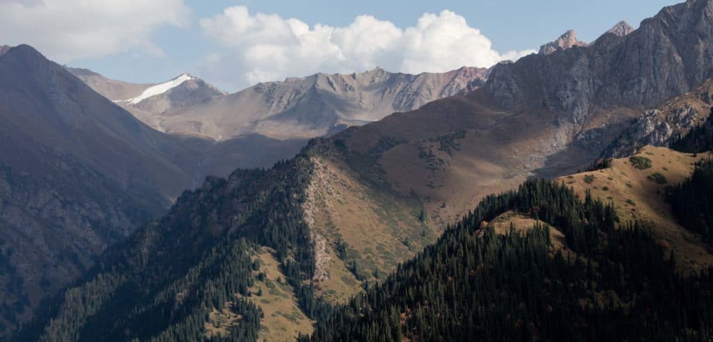 View of mountains of Salkyn Tor in Naryn Kyrgyzstan