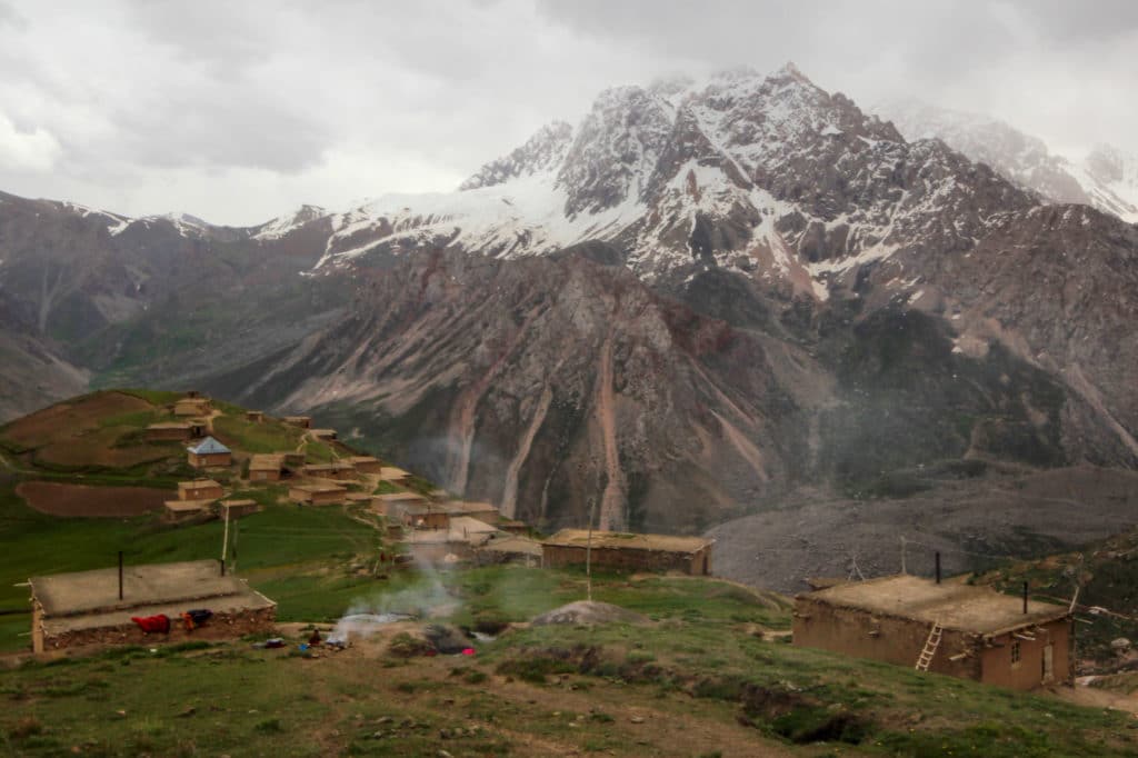 Village high above Haft Kul in Tajikistan's Fann Mountains