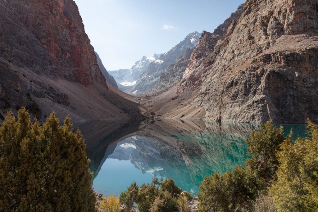 Bolshoi Allo Lake Reflecting the Fann Mountains