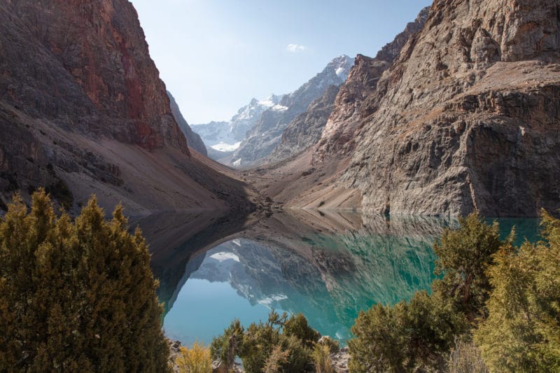 Bolshoi Allo Lake Reflecting the Fann Mountains