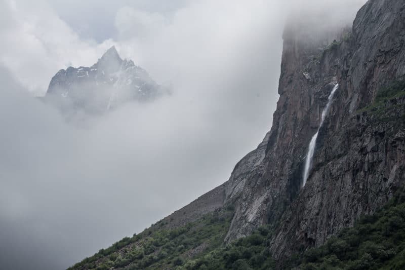 Cloudy View of Belagorka Waterfall