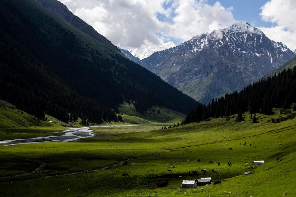 Descending from Alakol Lake to Altyn Arashan