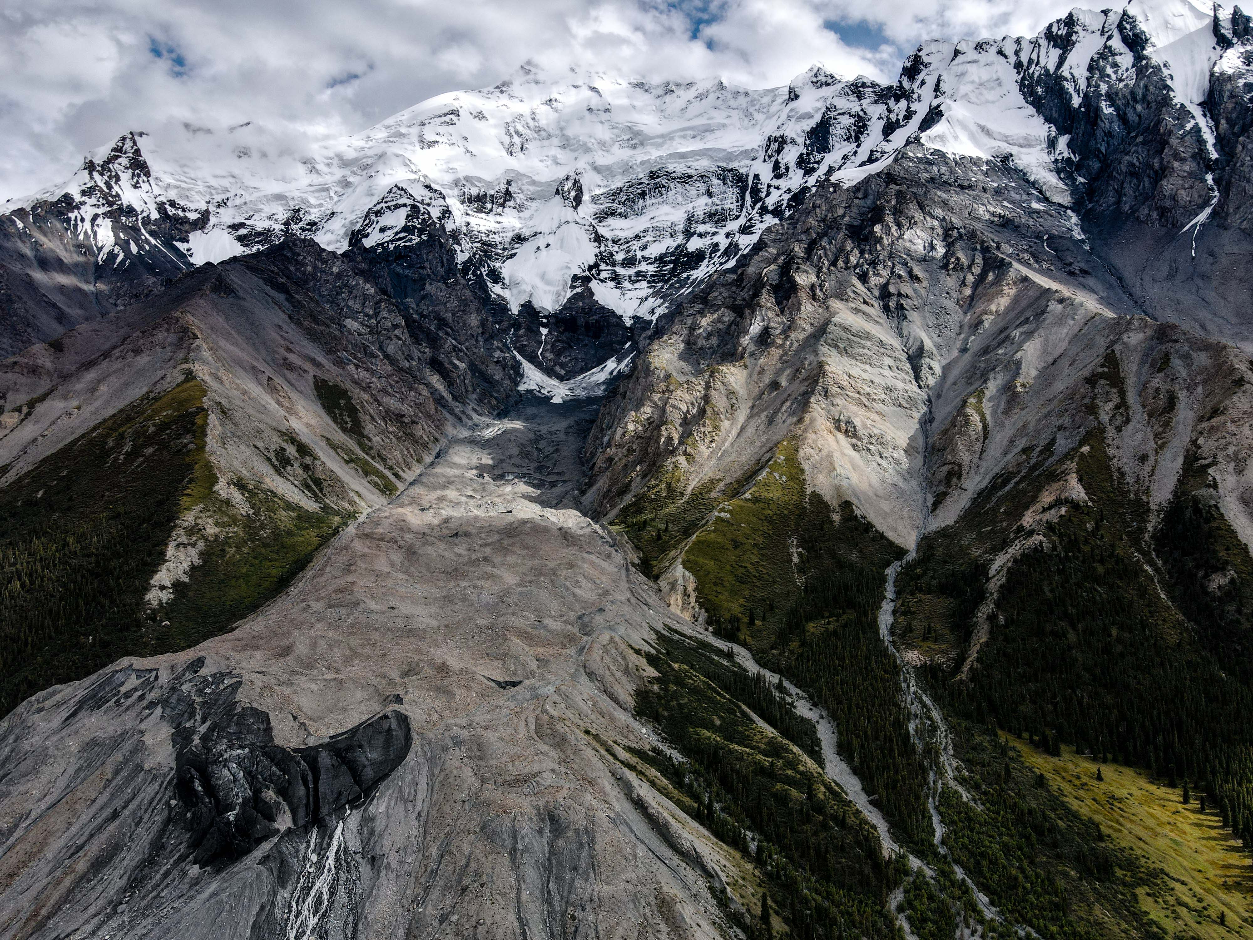 High altitude view of Nansen Peak from Enilchek Valley