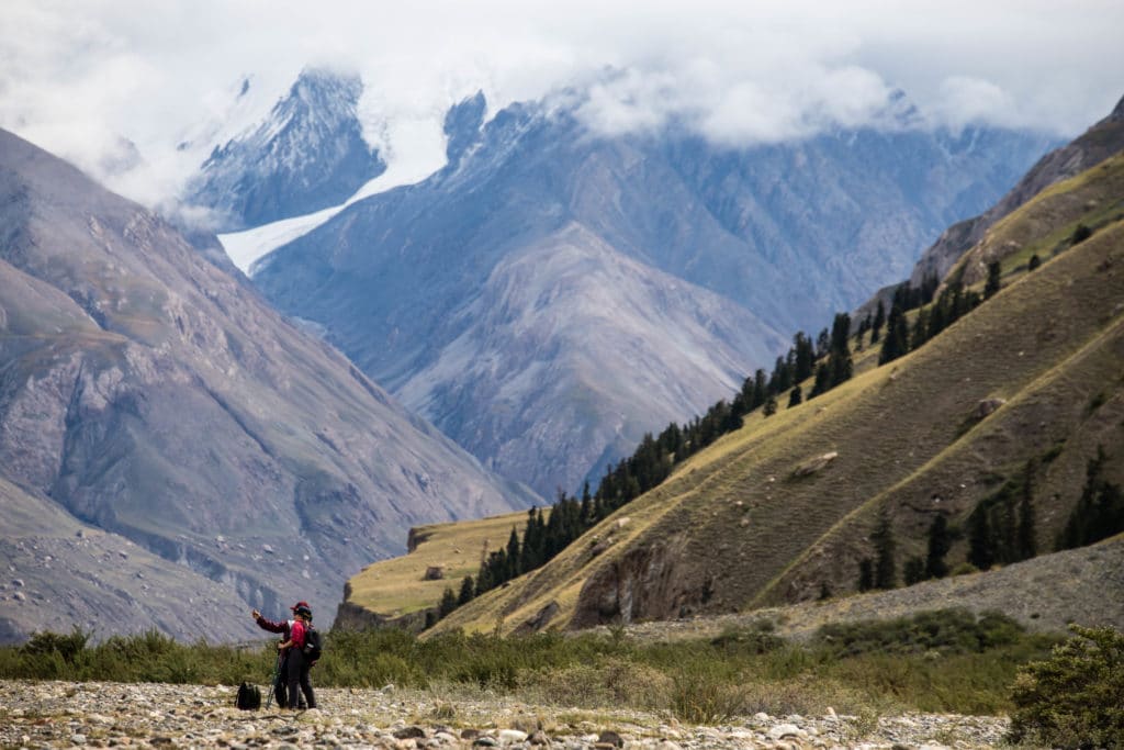 Hiking in the Enilchek River Valley