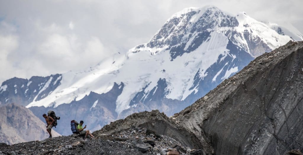 Hiking on the Enilchek Glacier