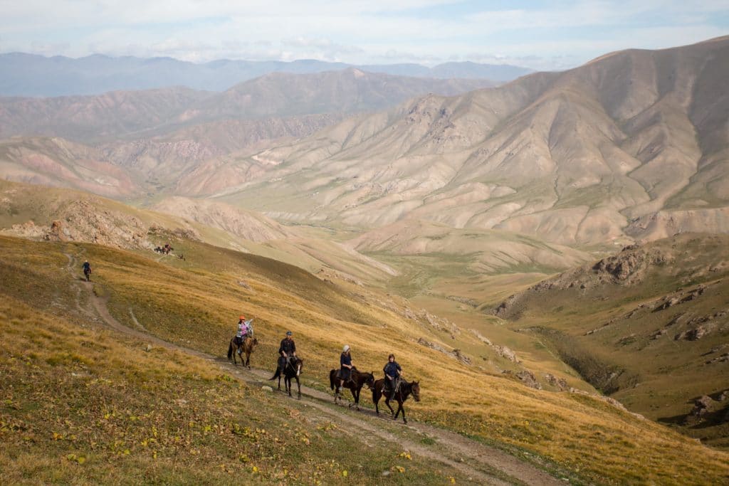 Horse Trekking to Son Kol below Zhalgyz Karagai Pass