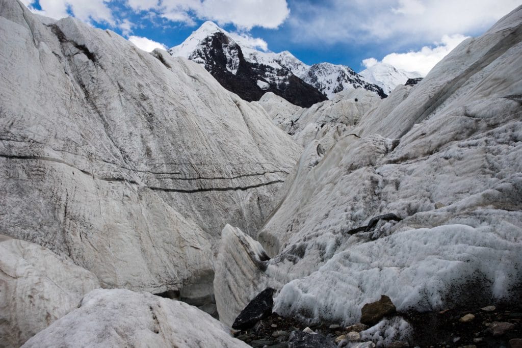 Ice Canyon near Merzbacher Lake on the Enilchek Glacier