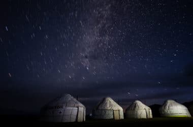 Son Kol Lake Yurt Camps at Night