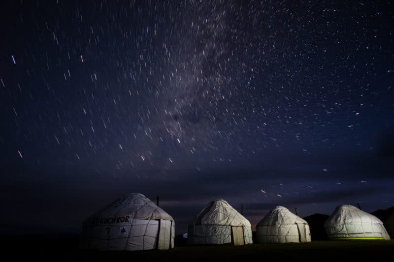 Son Kol Lake Yurt Camps at Night