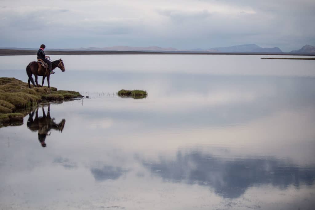 Song Kol Lake Still Water Reflections