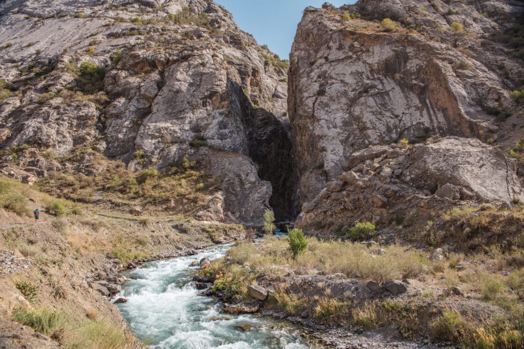 Subashi River entering narrow canyon during the Mogiyon to Haft Kul trek