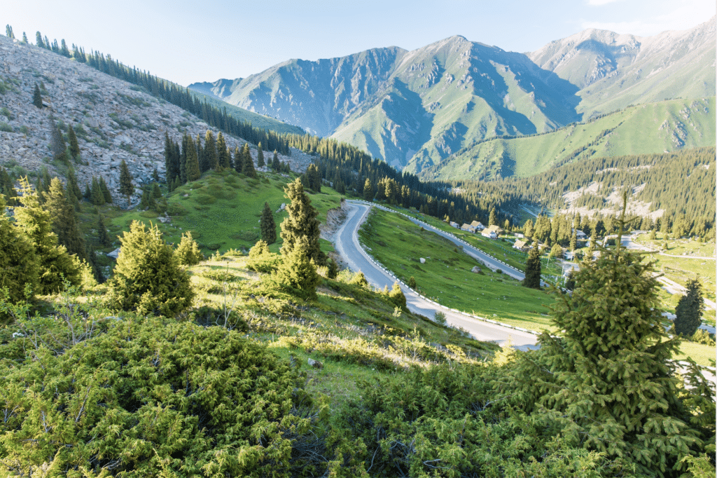 Winding Mountain Road to Big Almaty Lake