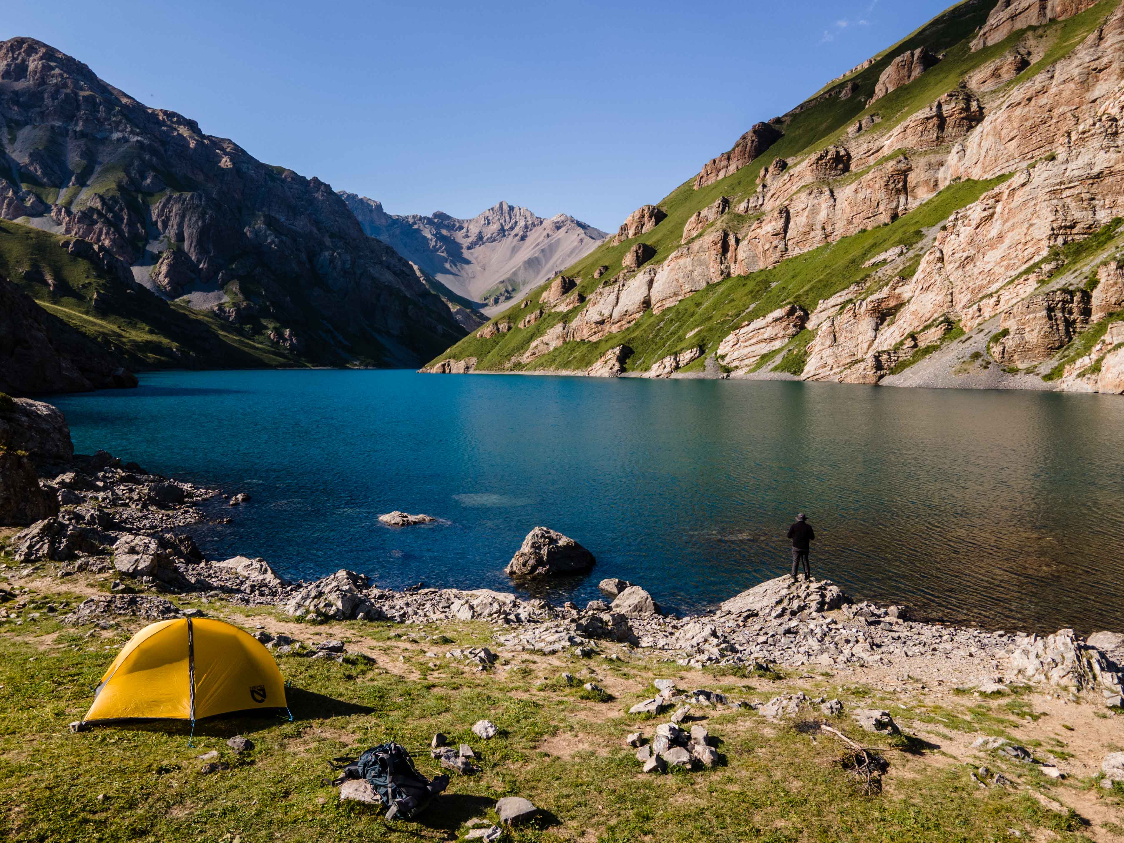 Camping beside Kol Tor Lake in the At Bashi region of Kyrgyzstan