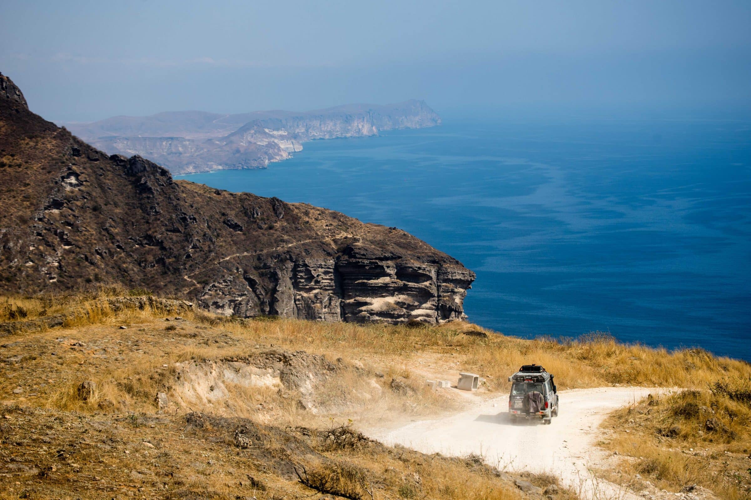 Driving to Fazayah Beach Panorama