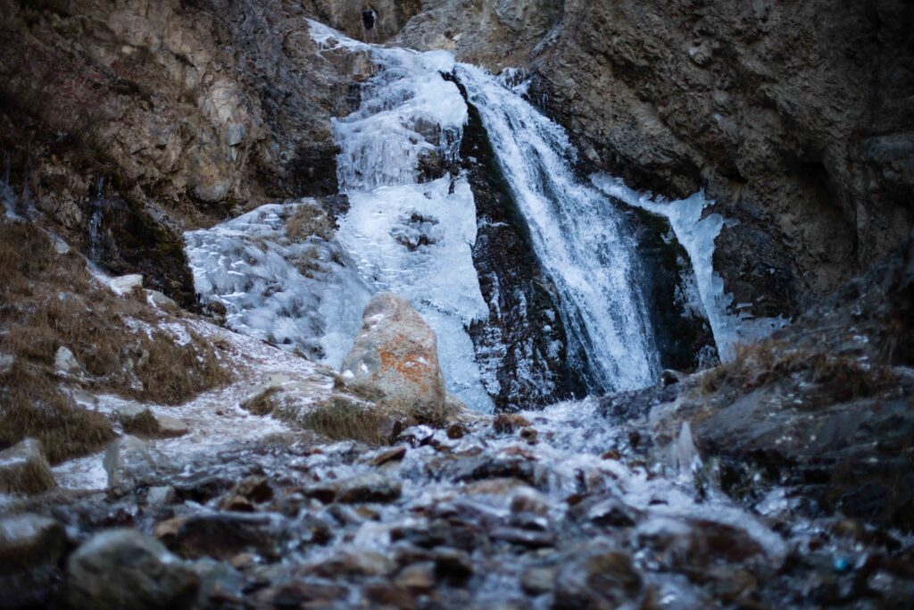 Issyk Ata Waterfall in Winter