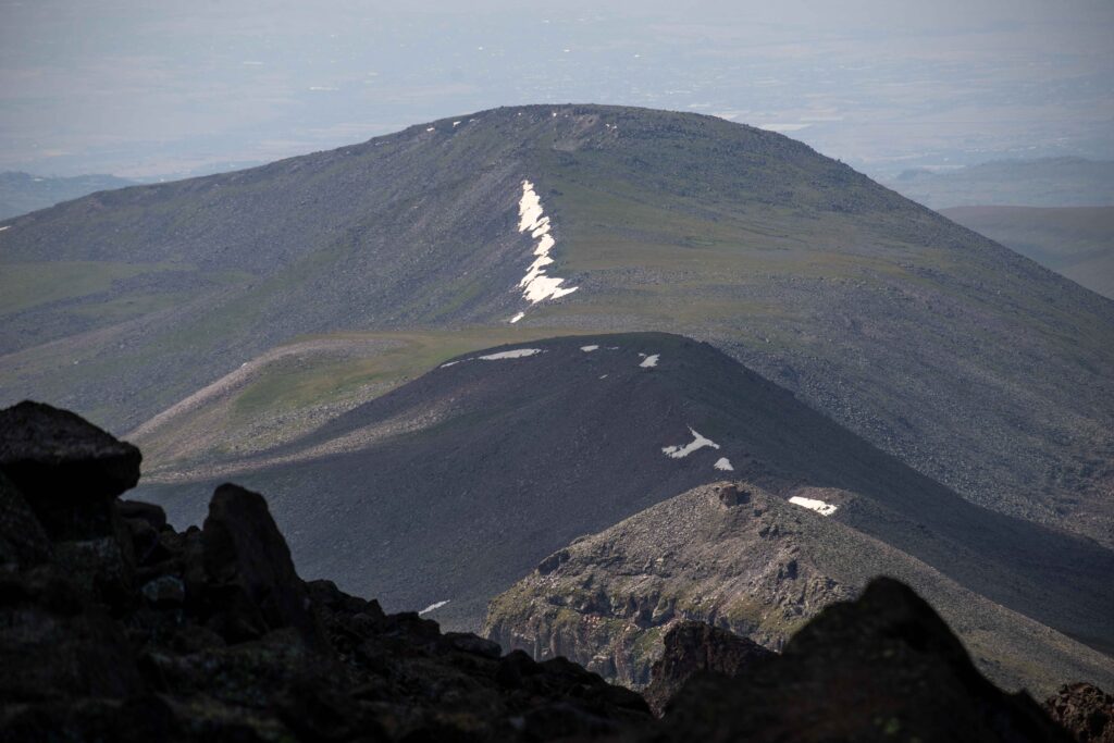 View down from Aragats South Peak
