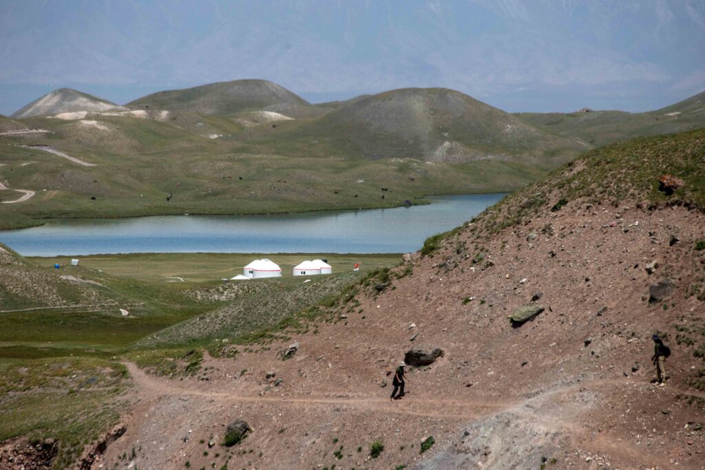 Tulpar-Köl Yurt Camps as seen from the trail to the panorama