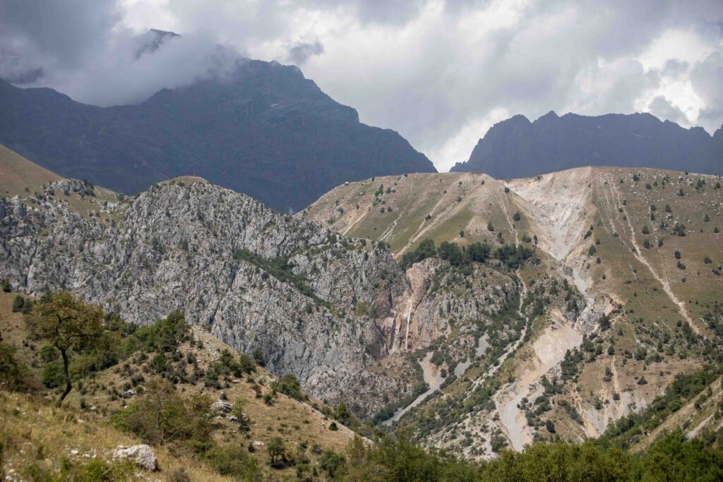 Arslanbob Long Waterfall and Mountains